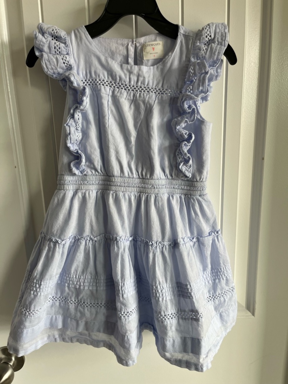 Crewcuts Pale Blue Ruffle-Trim Cotton Dress